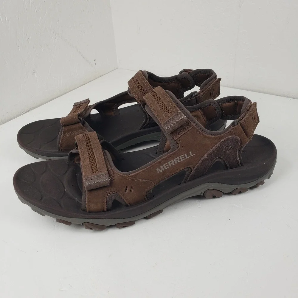 Merrell Hiking Sport Sandal Huntington Brown Leather Men's 14 J036845